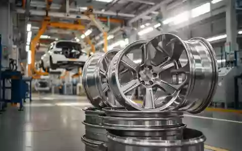 Gestapelte Stahlfelgen in einer modernen Automobilfabrik. - Foto: über boerse-global.de