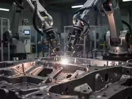 Ein hochmoderner Roboterarm bei der Präzisionsarbeit in einer industriellen Fertigungshalle. - Foto: über boerse-global.de