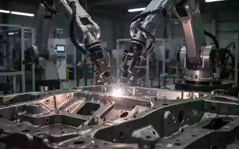 Ein hochmoderner Roboterarm bei der Präzisionsarbeit in einer industriellen Fertigungshalle. - Foto: über boerse-global.de