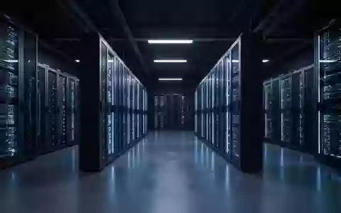 Moderne, technologisch fortschrittliche Serverinfrastruktur in einem minimalistischen Rechenzentrum mit blauer Beleuchtung. - Foto: über boerse-global.de