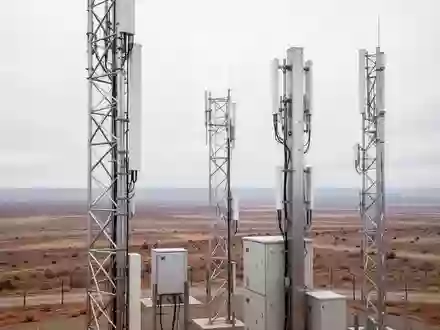 Moderne Telekommunikationsinfrastruktur mit Sendemasten in einer weiten Landschaft bei Tageslicht. - Foto: über boerse-global.de