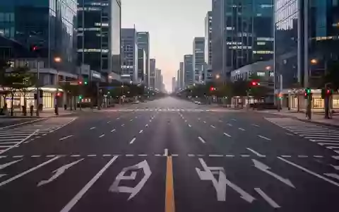 Eine leere, moderne Straßenkreuzung in einer südkoreanischen Stadt bei Dämmerung mit klaren Fahrbahnmarkierungen. - Foto: über boerse-global.de