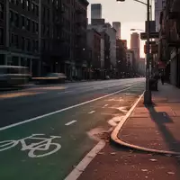 Eine leere, städtische Straße bei Dämmerung mit einem Radweg in einer dicht besiedelten Metropole. - Foto: über boerse-global.de