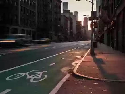 Eine leere, städtische Straße bei Dämmerung mit einem Radweg in einer dicht besiedelten Metropole. - Foto: über boerse-global.de