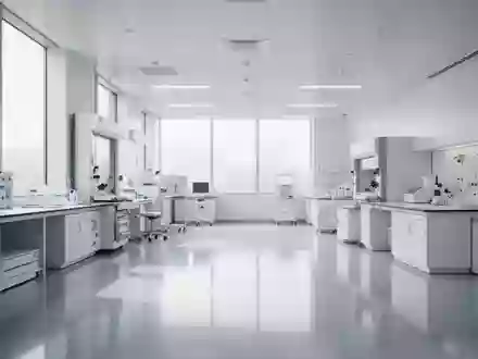 Ein minimalistischer, heller und steriler Klinikflur oder Diagnostikraum in moderner Architektur ohne Personen. - Foto: über boerse-global.de
