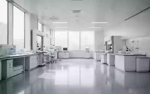 Ein minimalistischer, heller und steriler Klinikflur oder Diagnostikraum in moderner Architektur ohne Personen. - Foto: über boerse-global.de