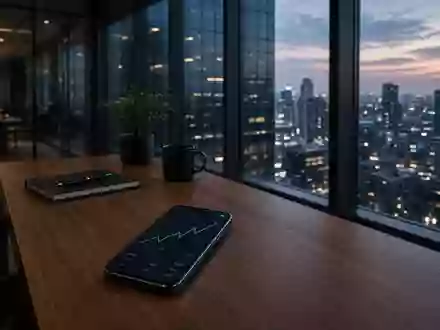 Ein Smartphone auf einem Schreibtisch zeigt einen aufsteigenden Chart vor dem Hintergrund eines modernen Finanzviertels. - Foto: über boerse-global.de