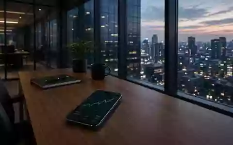Ein Smartphone auf einem Schreibtisch zeigt einen aufsteigenden Chart vor dem Hintergrund eines modernen Finanzviertels. - Foto: über boerse-global.de