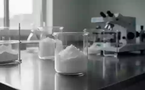 Laborumgebung mit Glasbechern und weißem kristallinem Pulver auf einer Edelstahloberfläche - Foto: über boerse-global.de