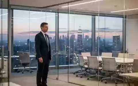Ein professioneller Geschäftsführer in einem modernen Bürogebäude mit Blick auf eine Skyline bei Dämmerung. - Foto: über boerse-global.de