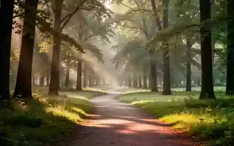 Ein sonniger Waldweg in einem Park, der zu Bewegung und körperlicher Aktivität einlädt. - Foto: über boerse-global.de