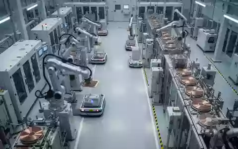 Moderne Fertigungshalle einer Halbleiterfabrik mit Präzisionsmaschinen und automatisierter Produktionstechnik. - Foto: über boerse-global.de
