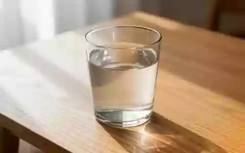 Ein Glas mit klarem Wasser auf einem Holztisch bei natürlichem Licht. - Foto: über boerse-global.de
