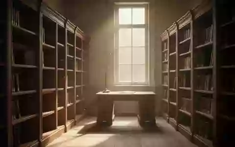 Eine leere, sonnendurchflutete Bibliothek mit Holzregalen und einem Schreibtisch in ruhiger AtmosphĂ€re. - Foto: ĂŒber boerse-global.de