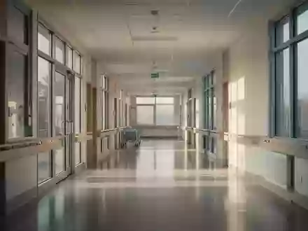 Ein heller, leerer Krankenhausflur mit natürlichem Lichteinfall und minimalistischer Architektur. - Foto: über boerse-global.de