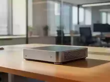 Kompakter Mini-PC auf einem modernen Schreibtisch in einem hellen Büro - Foto: über boerse-global.de