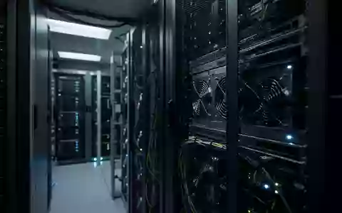 Dunkler Serverraum mit beleuchteten Server-Racks in einer minimalistischen, technologischen Umgebung. - Foto: über boerse-global.de
