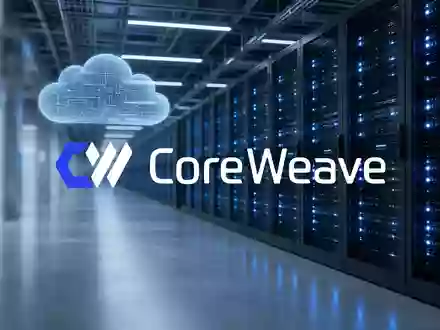 Abstraktes Rechenzentrum mit Server-Racks in blauem, modernem Licht als Symbol für Cloud-Infrastruktur. - Foto: über boerse-global.de