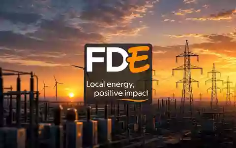 Moderne Infrastruktur für erneuerbare Energien in einer grünen Landschaft bei Sonnenuntergang. - Foto: über boerse-global.de