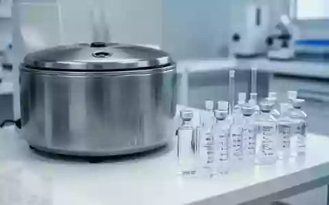 Ein steriler Labortisch mit medizinischen Probengefäßen und einer Zentrifuge in einer klinischen Umgebung. - Foto: über boerse-global.de