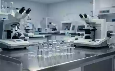 Modernes medizinisches Labor mit diagnostischen Geräten und Glasgefäßen auf einer sauberen Edelstahloberfläche. - Foto: über boerse-global.de