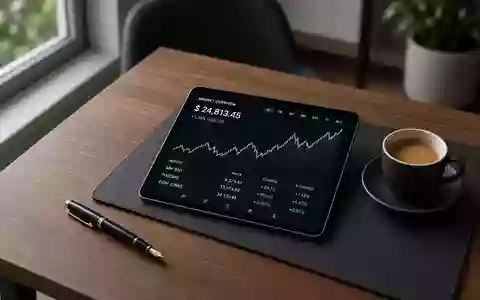 Ein minimalistischer Schreibtisch mit einem Tablet, das abstrakte Börsentrends zeigt, in einer professionellen Umgebung. - Foto: über boerse-global.de