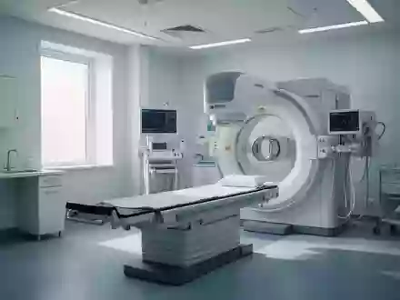 Ein steriler, moderner Untersuchungsraum in einer radiologischen Klinik mit medizinischen Großgeräten im Hintergrund. - Foto: über boerse-global.de