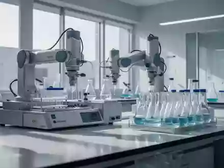 Ein hochmodernes, steriles Labor mit automatisierten Forschungsgeräten und Glasbehältern in einer klinischen Umgebung. - Foto: über boerse-global.de