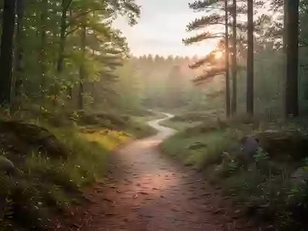 Ein naturbelassener Waldweg im sanften Morgenlicht, der zu Bewegung und körperlicher Aktivität einlädt. - Foto: über boerse-global.de