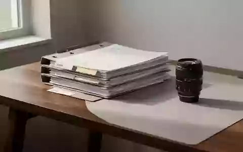 Ein minimalistischer Arbeitsplatz mit einem aufgeräumten Schreibtisch aus Holz und dezenten Aktenordnern bei Tageslicht. - Foto: über boerse-global.de