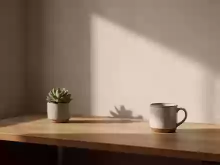 Ein minimalistischer Schreibtisch aus Holz in einem hellen, sonnendurchfluteten Raum mit einer kleinen Sukkulente. - Foto: über boerse-global.de