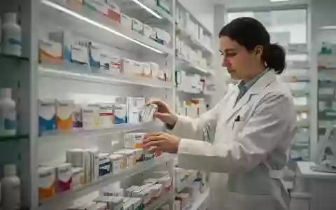 Apothekerin sortiert Medikamentenpackungen in einem modernen Apothekenregal. - Foto: über boerse-global.de