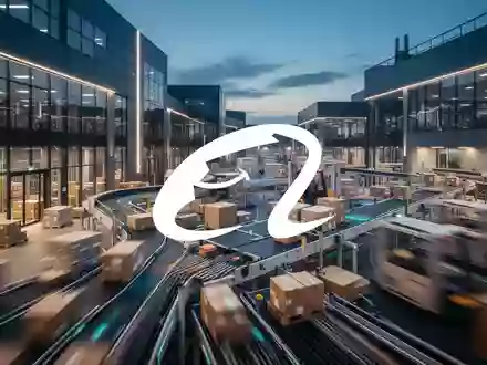 Abstrakte Darstellung eines modernen Logistikzentrums mit dynamischer Beleuchtung für den E-Commerce-Sektor. - Foto: über boerse-global.de