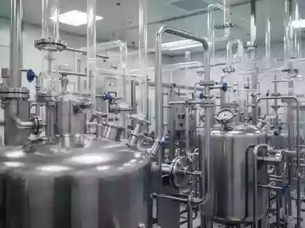 Edelstahlrohre und industrielle Laborausstattung in einer sterilen pharmazeutischen Produktionsanlage. - Foto: über boerse-global.de