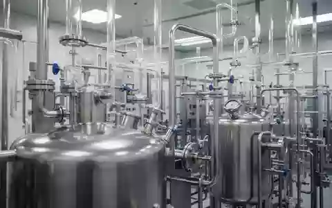Edelstahlrohre und industrielle Laborausstattung in einer sterilen pharmazeutischen Produktionsanlage. - Foto: über boerse-global.de