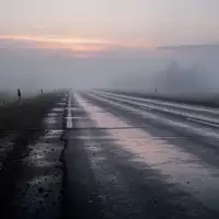 Eine verregnete, leere Landstraße bei Dämmerung und Nebel. - Foto: über boerse-global.de