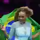 Brasiliens Turn-Star Rebeca Andrade freut sich über Sprung-Gold. - Bild: Francisco Seco/AP/dpa
