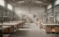 Ein minimalistischer, leerer Arbeitsraum mit modularen Werkbänken und neutraler Beleuchtung zur Veranschaulichung ergonomischer Gestaltung. - Foto: über boerse-global.de