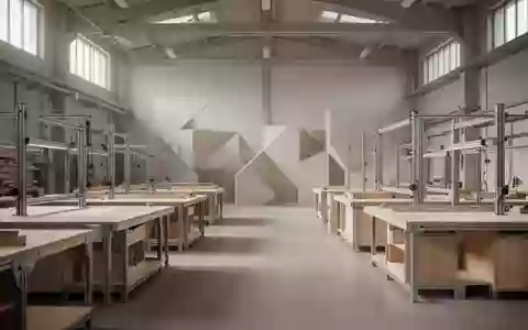 Ein minimalistischer, leerer Arbeitsraum mit modularen Werkbänken und neutraler Beleuchtung zur Veranschaulichung ergonomischer Gestaltung. - Foto: über boerse-global.de