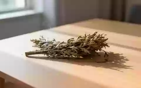 Ein unangezündeter Moxa-Stab liegt auf einem hellen Holztisch in einer ruhigen, minimalistischen Umgebung. - Foto: über boerse-global.de