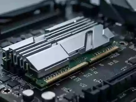 Nahaufnahme einer Computer-Hauptplatine mit Arbeitsspeichermodulen in minimalistischem, technischem Design. - Foto: über boerse-global.de