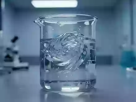 Ein Laborbecher mit einer klaren Flüssigkeit in einem sterilen, minimalistischen Umfeld mit sanftem blauem Licht. - Foto: über boerse-global.de