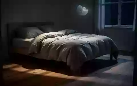 Ein ungemachtes Bett in einem spärlich beleuchteten Schlafzimmer bei Mondlicht, das eine ruhige und nachdenkliche Atmosphäre ausstrahlt. - Foto: über boerse-global.de