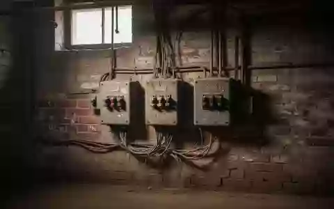 Verstaubte elektrische Sicherungskästen und Leitungen an einer alten Backsteinwand in einem Keller. - Foto: über boerse-global.de