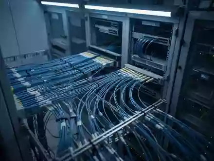 Ein technischer Raum mit geordneten Kabeln und Serverinfrastruktur in einem modernen Rechenzentrum. - Foto: über boerse-global.de