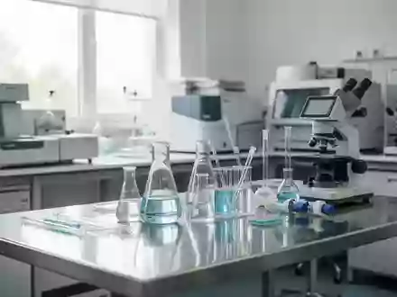 Ein steriles, modernes klinisches Labor mit wissenschaftlichen Analyseinstrumenten und Glasgeräten auf einem Metalltisch. - Foto: über boerse-global.de