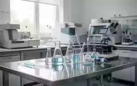 Ein steriles, modernes klinisches Labor mit wissenschaftlichen Analyseinstrumenten und Glasgeräten auf einem Metalltisch. - Foto: über boerse-global.de
