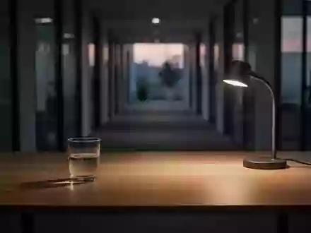 Ein minimalistischer, leerer Schreibtisch in einem abgedunkelten Büro, das eine Atmosphäre digitaler Vorsicht vermittelt. - Foto: über boerse-global.de
