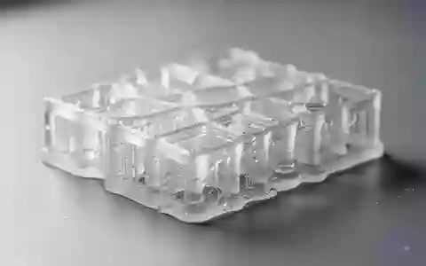 Eine mikroskopische Aufnahme einer 3D-gedruckten Hydrogel-Struktur mit präzisen Rillen auf einer Laboroberfläche. - Foto: über boerse-global.de