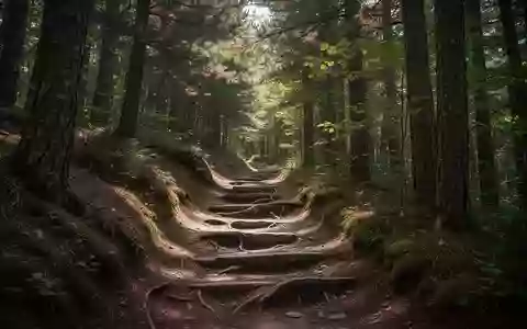 Ein naturbelassener, kurviger Waldpfad mit Wurzeln und Steinen unter dichtem Blätterdach bei einfallendem Sonnenlicht. - Foto: über boerse-global.de
